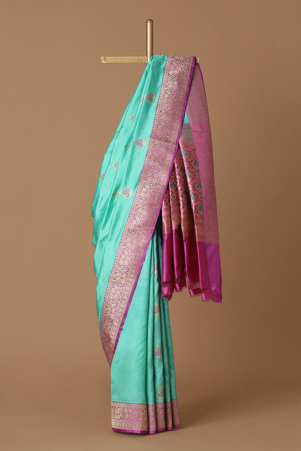 Light Green Pure Silk Banarasi Saree image number null