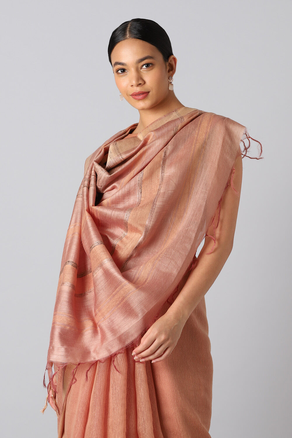 Brown Pure Tussar Silk Bhagalpuri Saree image number null