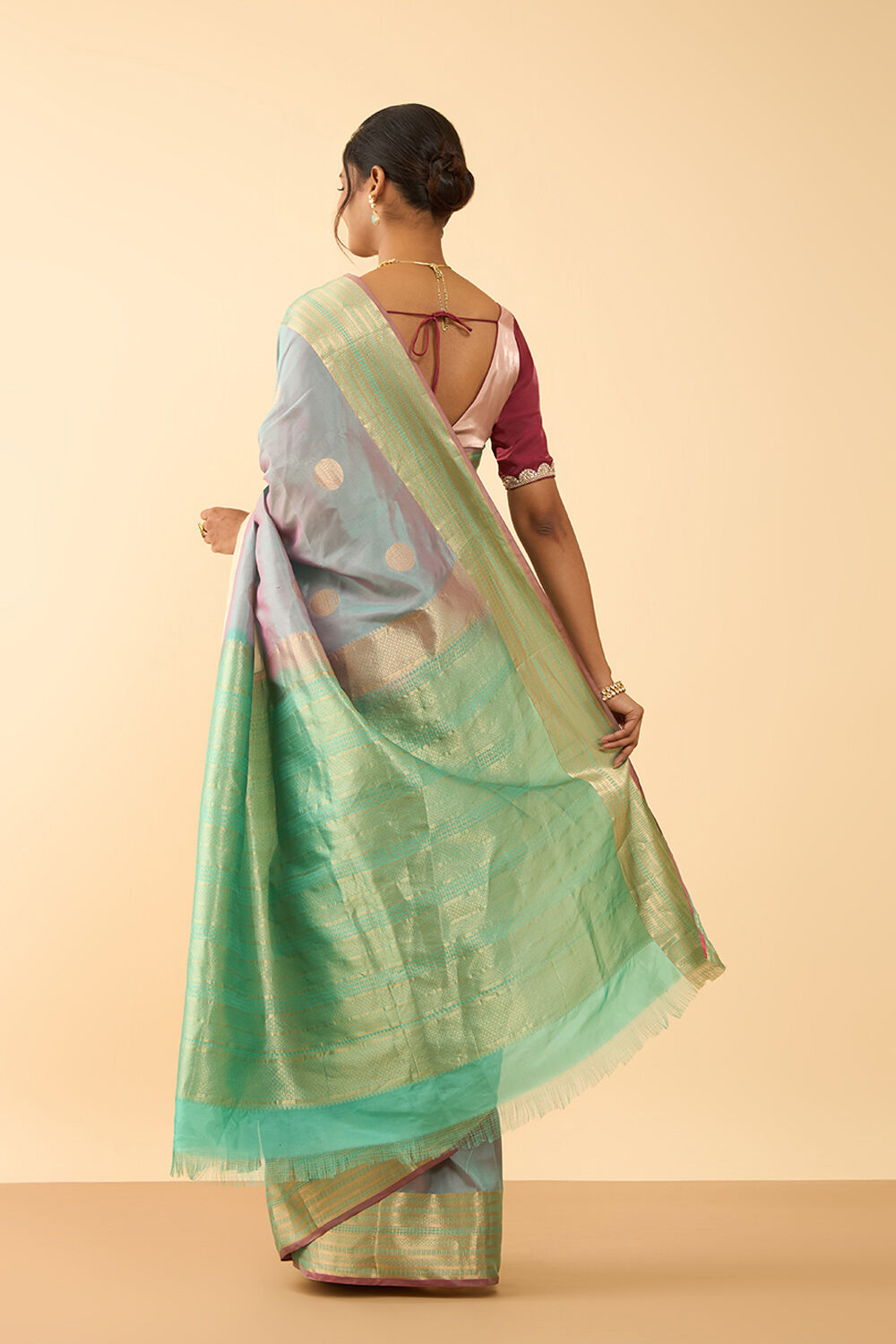 Grey Woven Silk Viscose Saree image number null