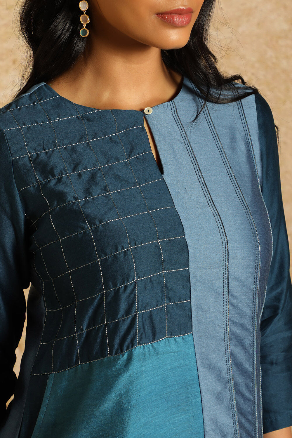 Blue Pure Silk Cotton Cyanotype Kurta image number null