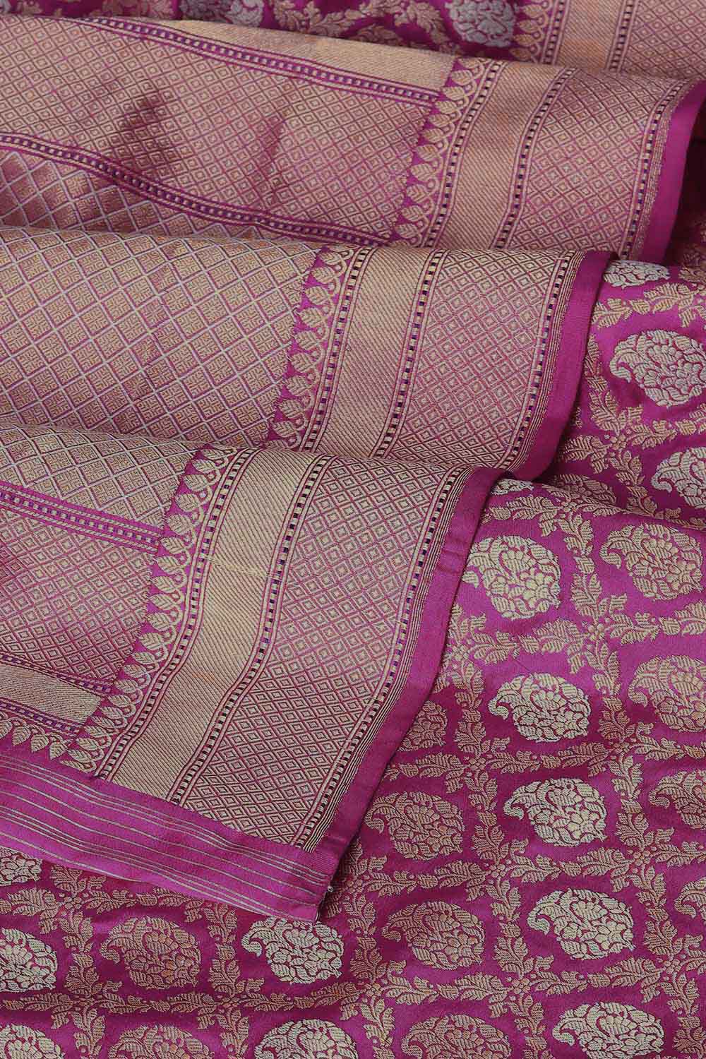 Dark Pink Pure Silk Banarasi Saree image number null