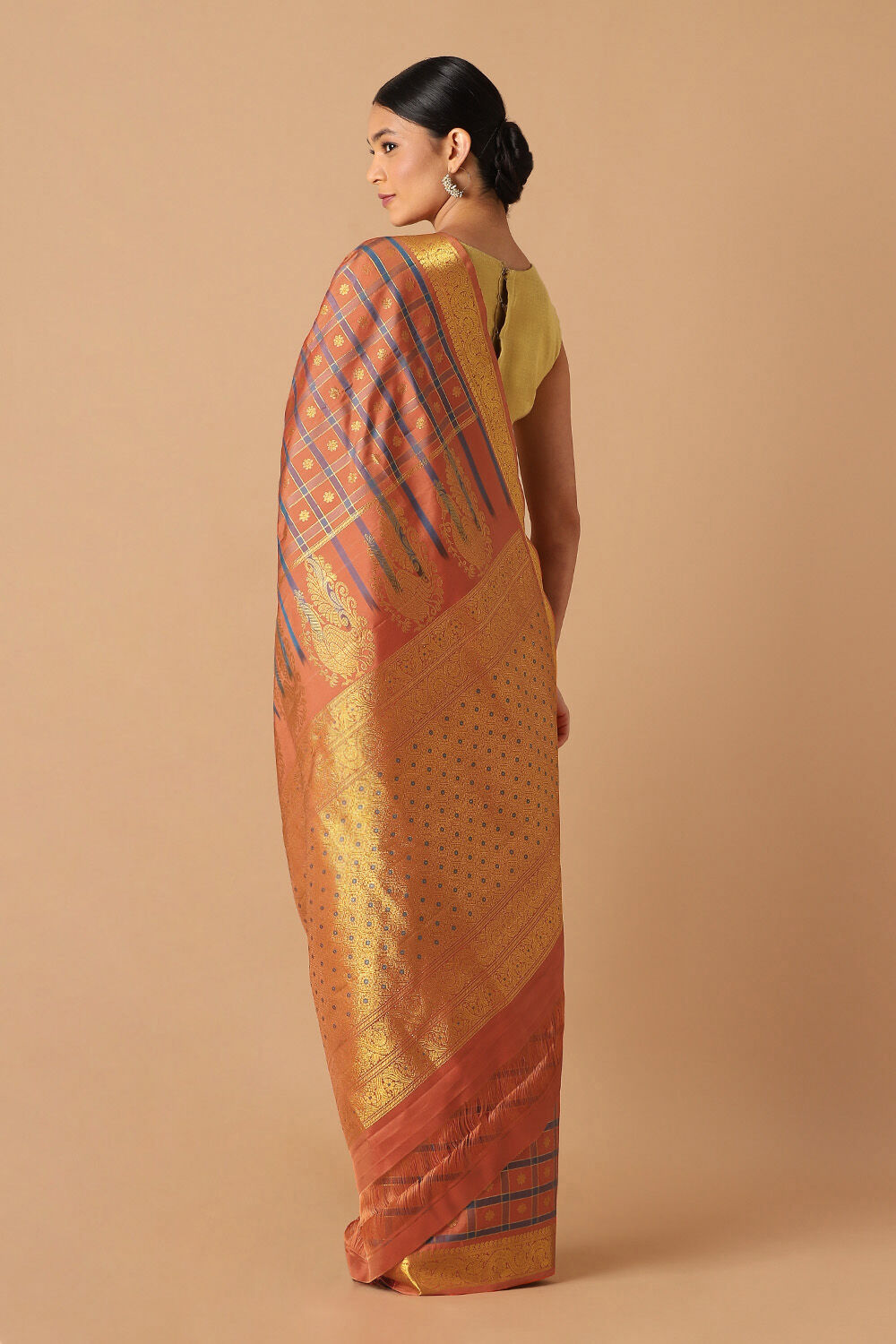 Dark Orange Pure Silk Kanjivaram Saree image number null