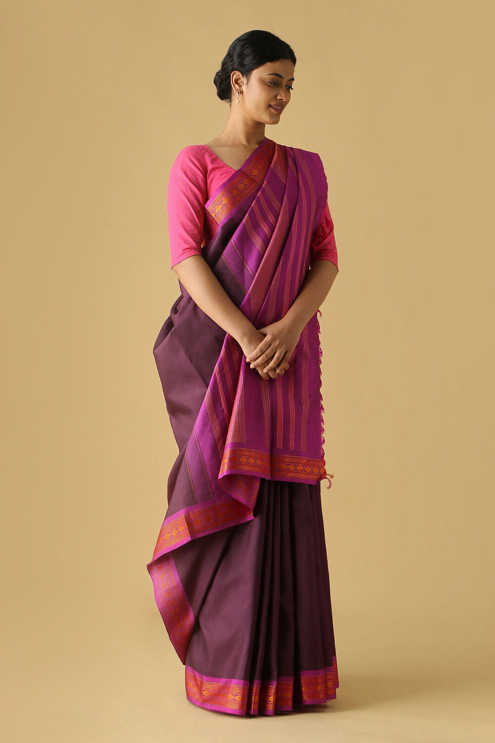 Brown Pure Silk Kanjivaram Saree image number null