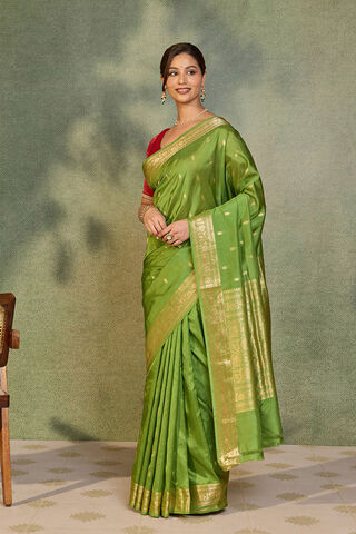 Light Green Silk Viscose Cutwork Banaras  Saree thumbnail image number null