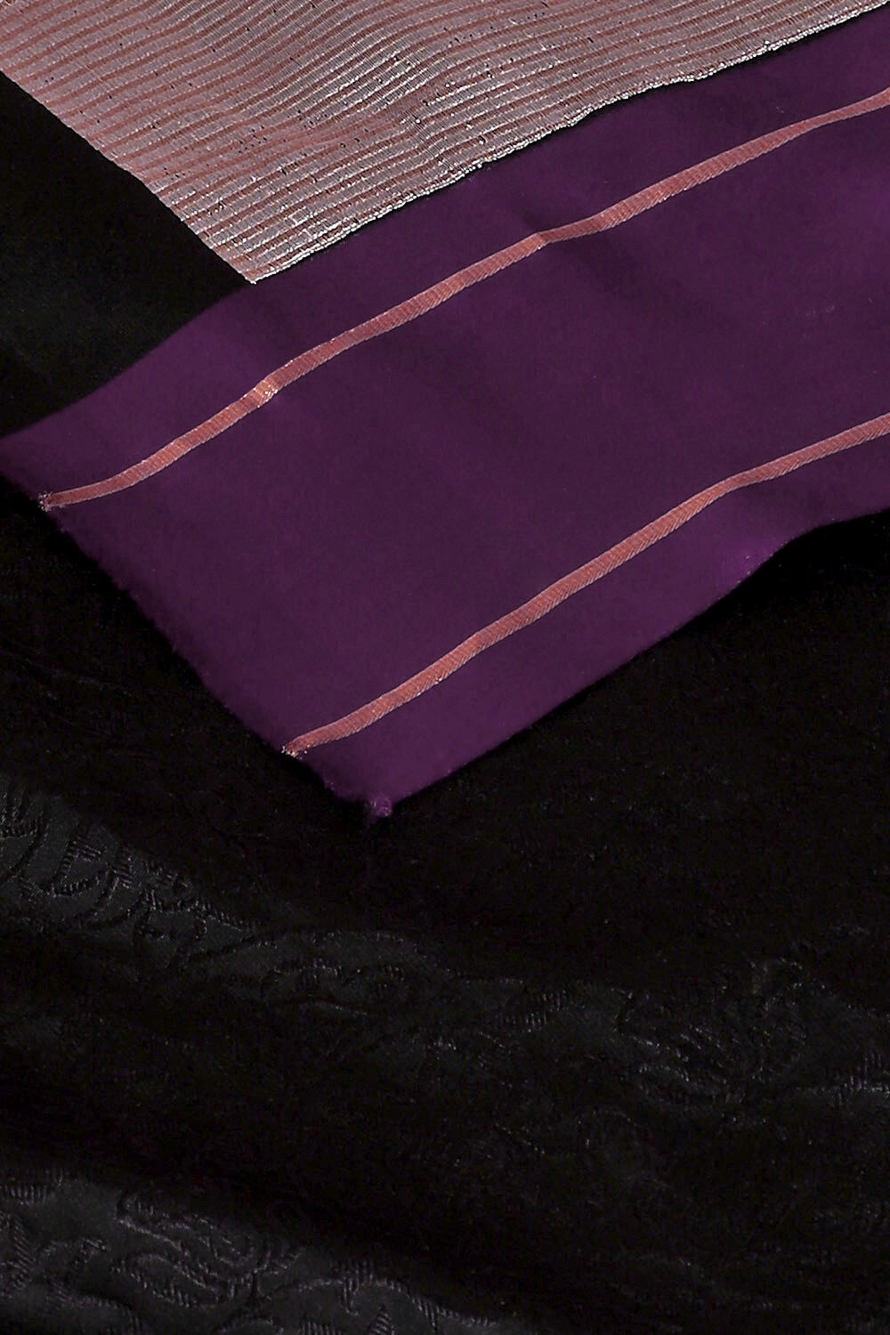 Black Pure Silk Banarasi Tanchoi Saree image number null