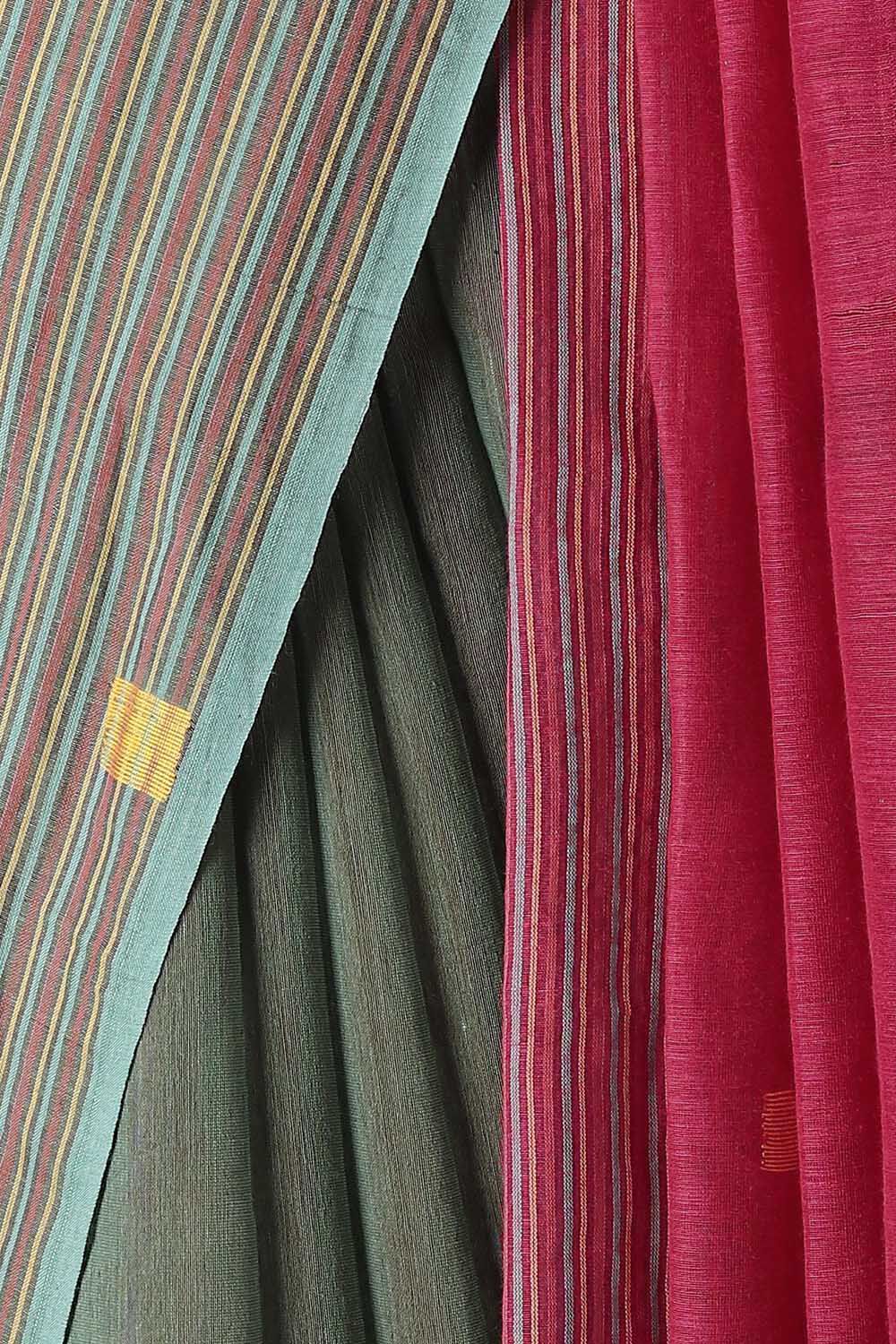 Green Pure Silk Cotton Jamdani Saree image number null