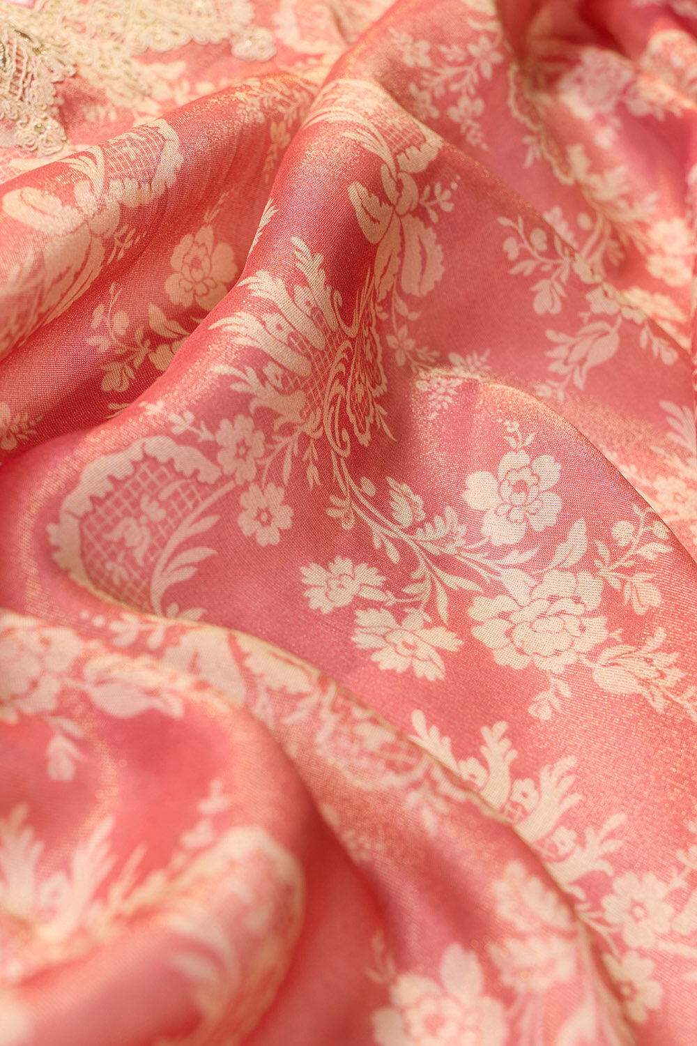 Light Red Viscose Tissue Embroidered Saree image number null