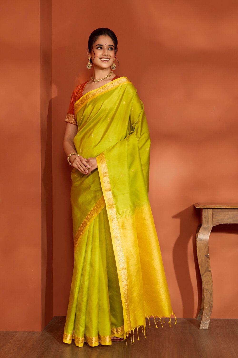 Light Green Woven Pure Silk Saree image number null