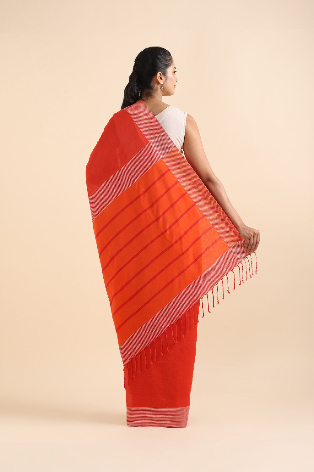 Red Pure Cotton Bengal Saree image number null