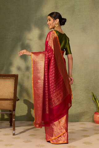 Pink Pure Silk Woven Kanjivaram Saree thumbnail image number null