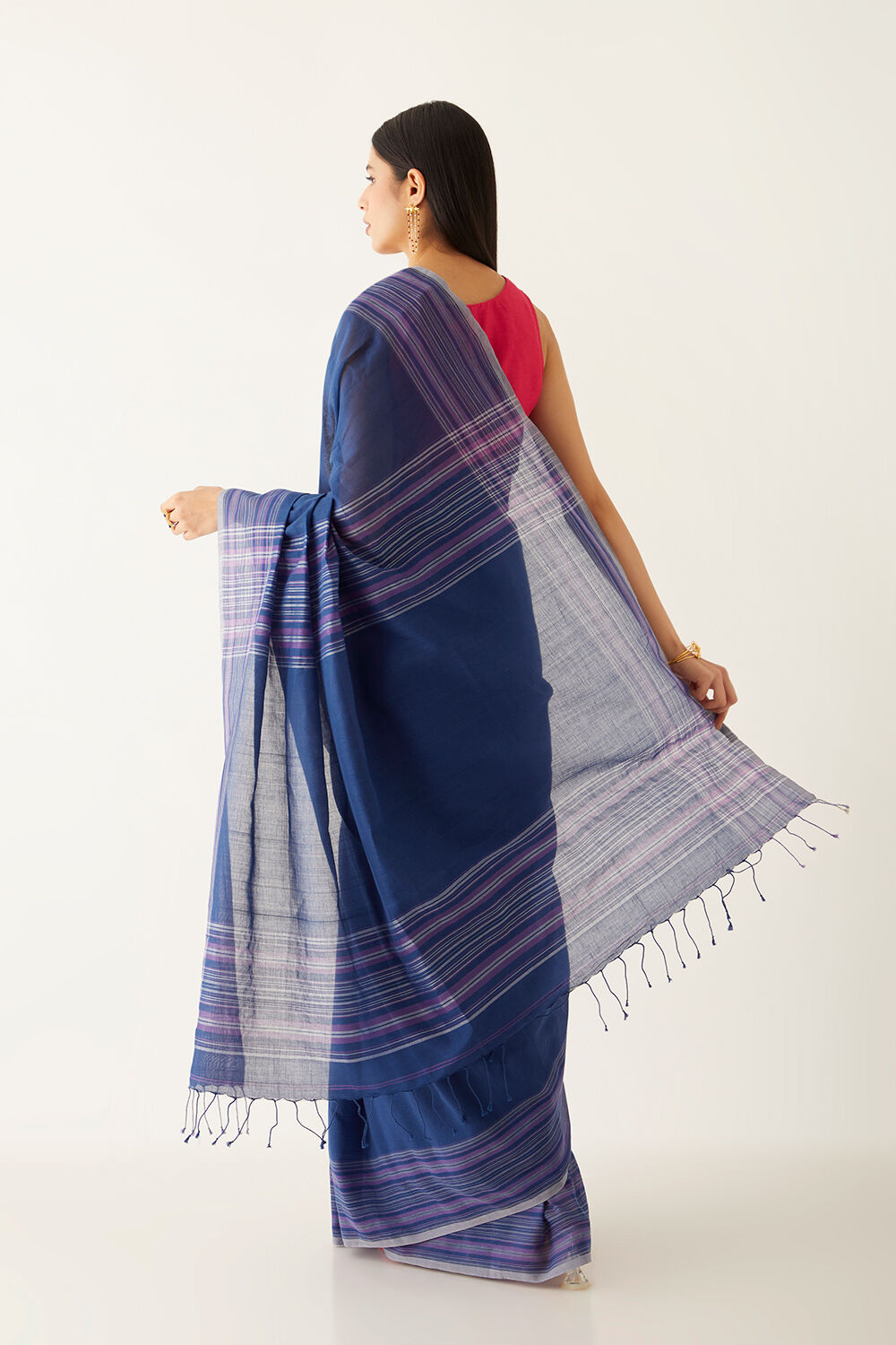 Blue Pure Cotton Bengal Saree image number null