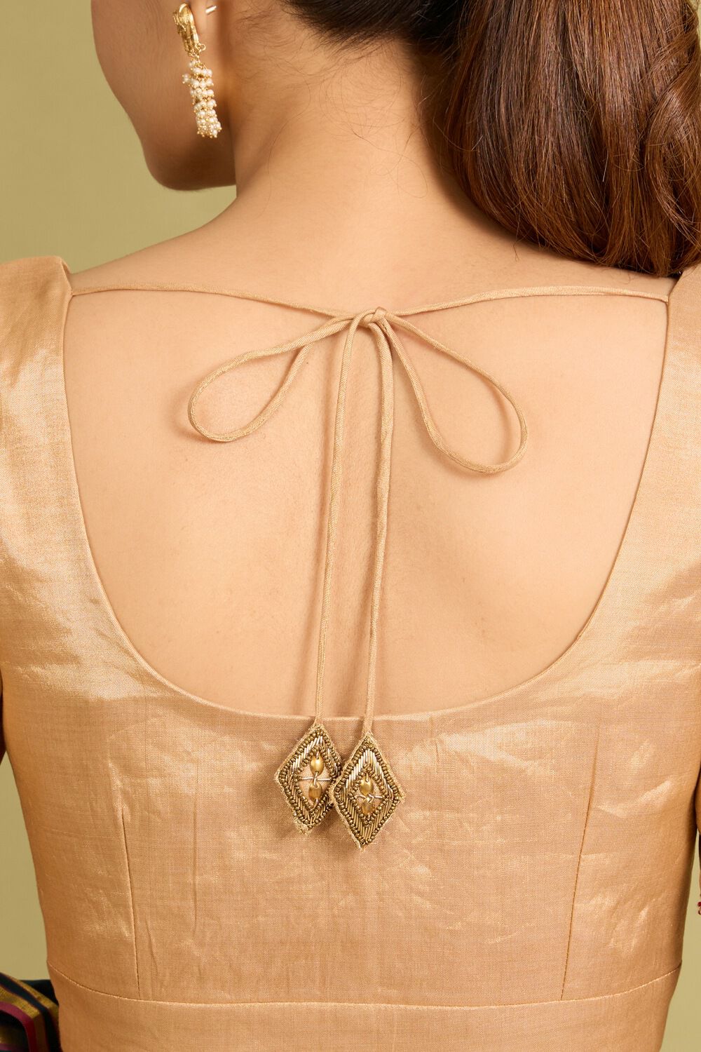 Gold Pure Tissue Cotton Embroidered Blouse image number null