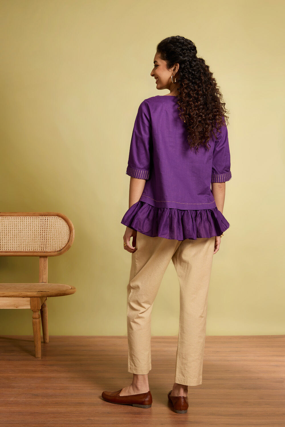 Violet Screen Printed Pure Cotton Short Top image number null