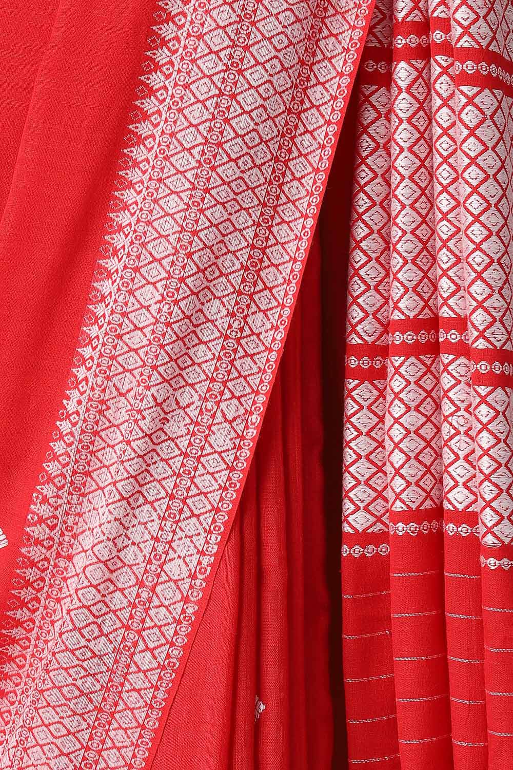 Red Modal Eri Assam Saree image number null