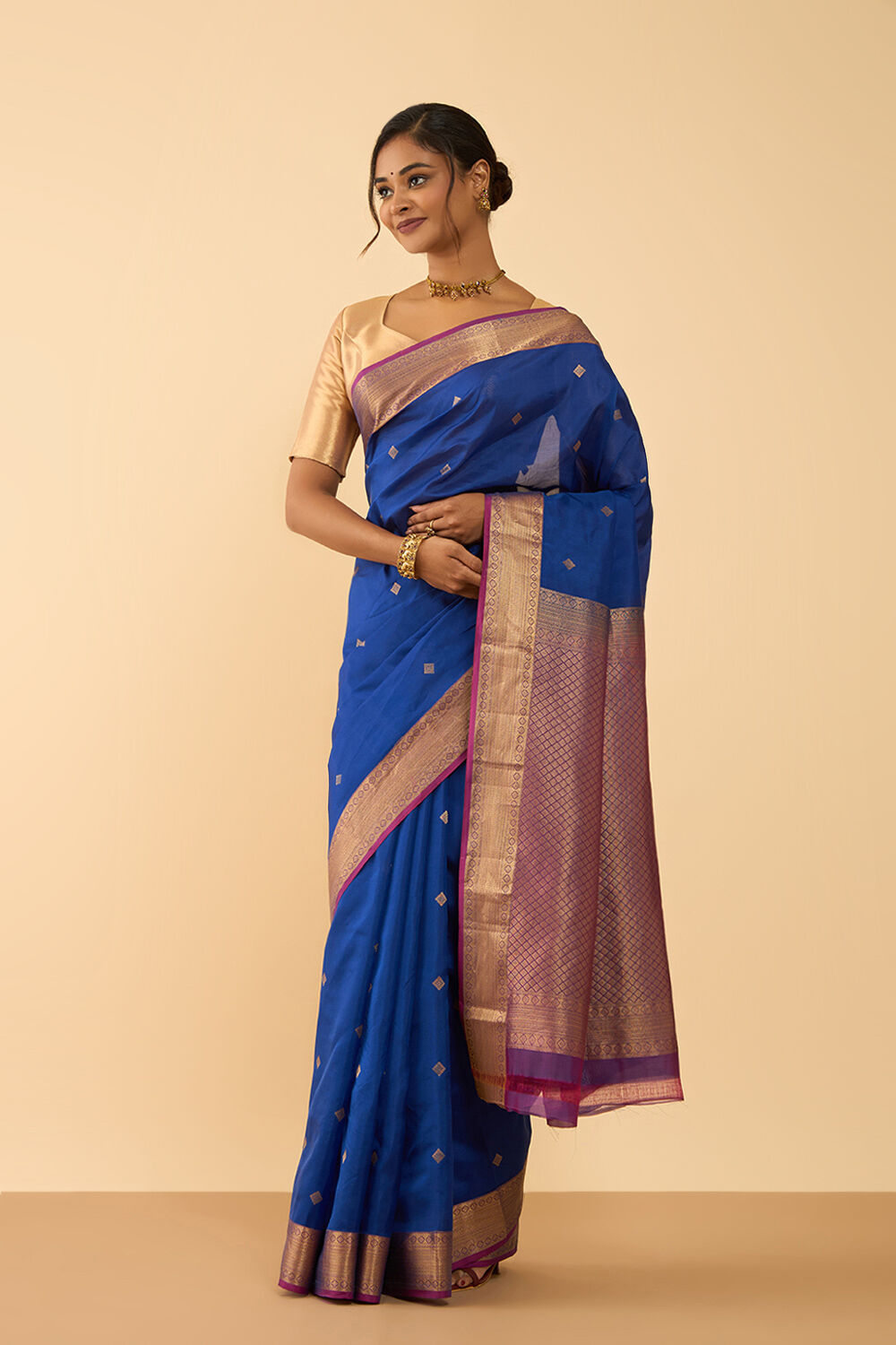 Blue Woven Silk Viscose Saree image number null