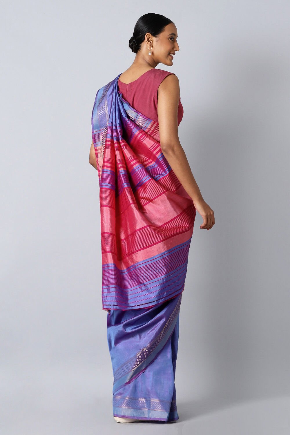 Blue Pure Silk Woven Saree image number null