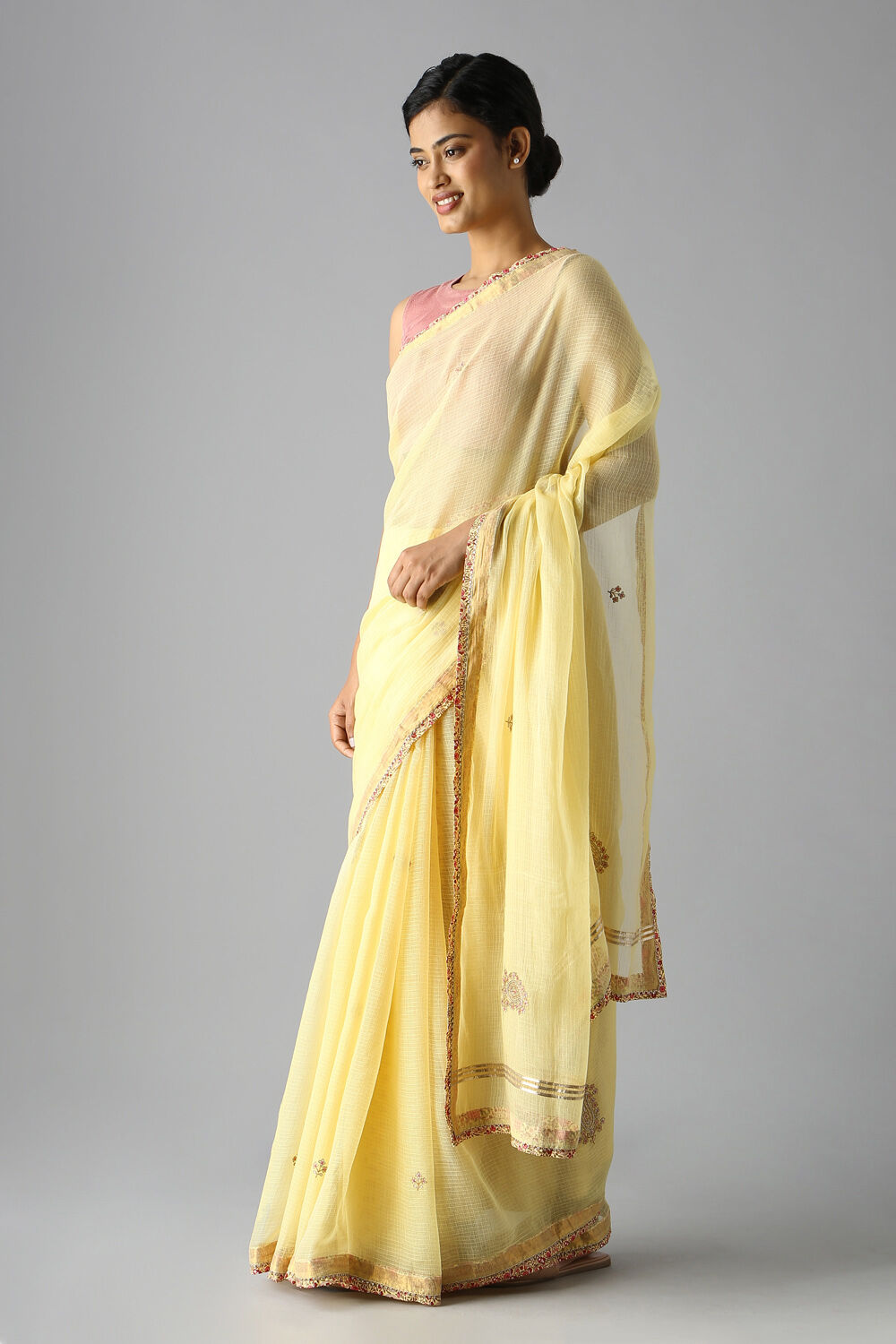 Yellow Pure Silk Kota Printed Saree image number null