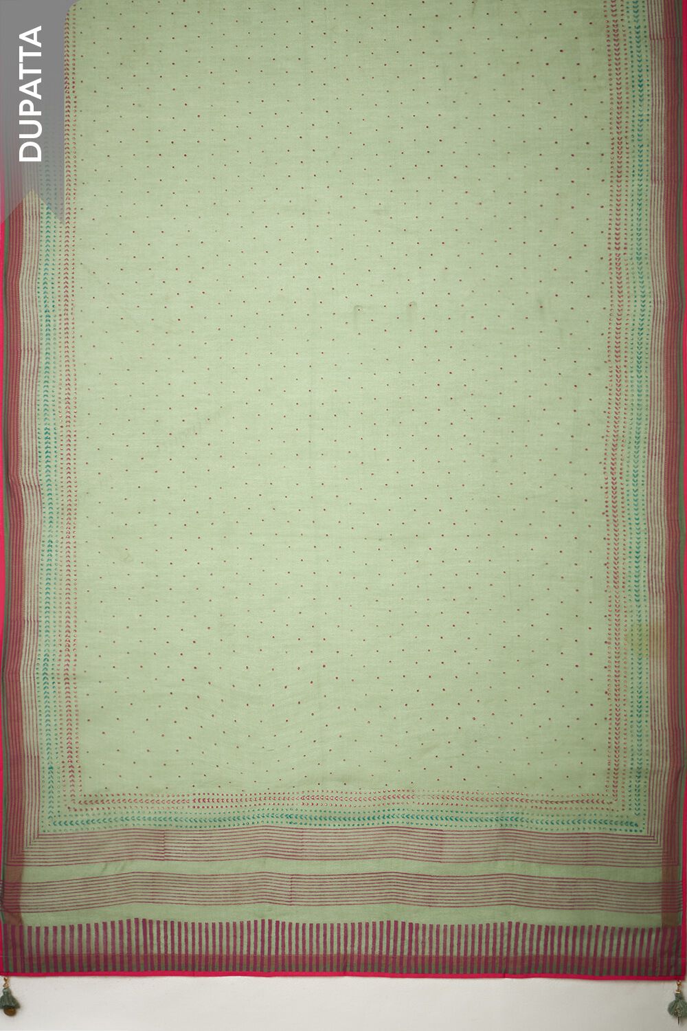 Light Green Block Printed Pure Silk Cotton Unstitched Suit Set image number null