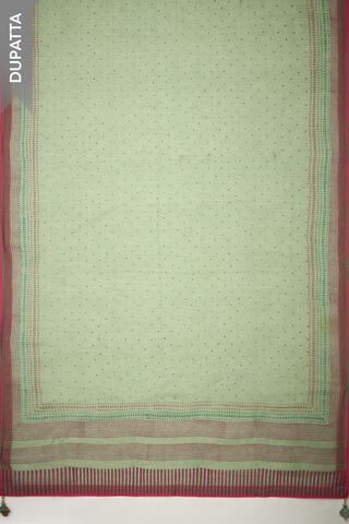 Light Green Block Printed Pure Silk Cotton Unstitched Suit Set thumbnail image number null
