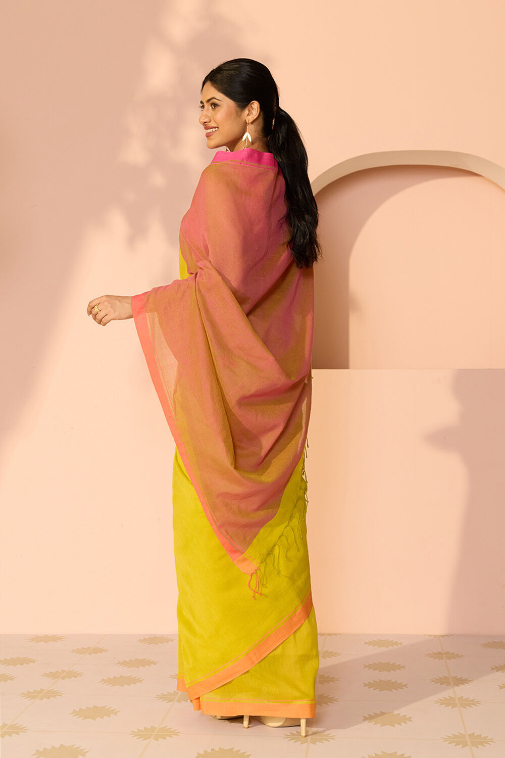 Light Green Bengal Pure Cotton Embroidered Saree image number null