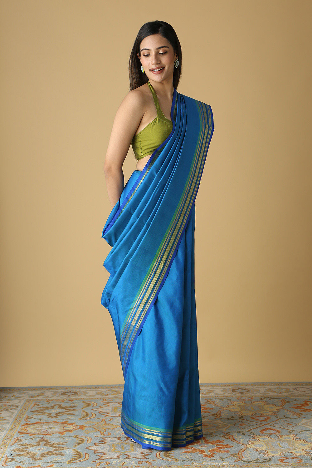 Blue Pure Silk Kanjivaram Saree image number null