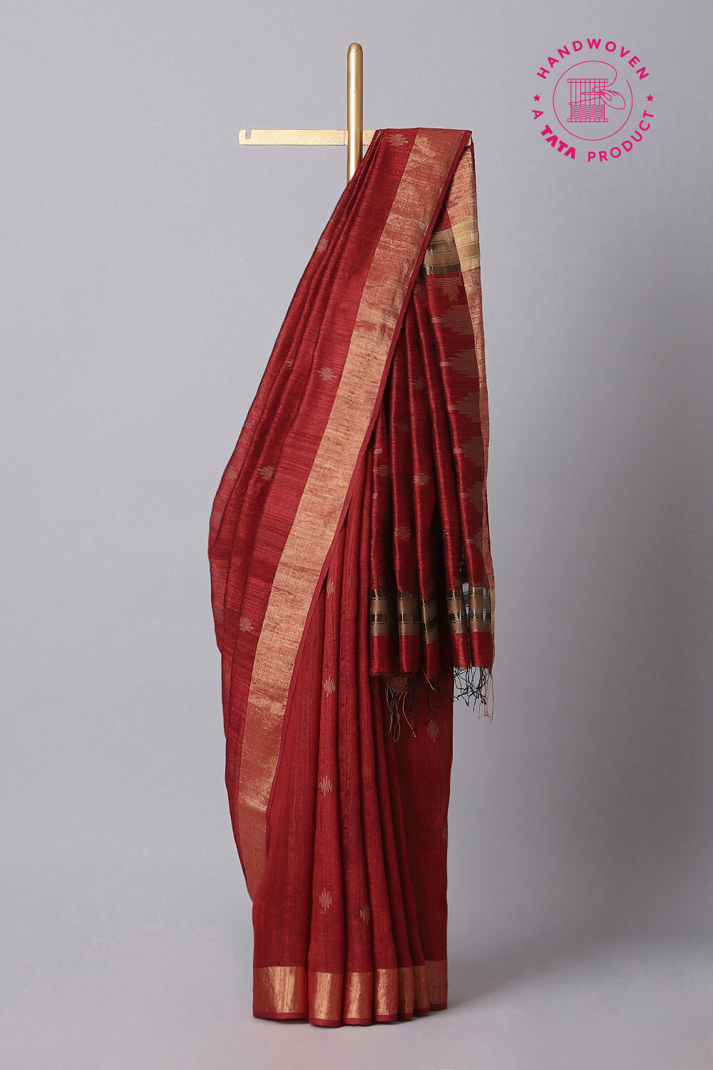 Red Pure Silk Vanya Jamdani Saree image number null