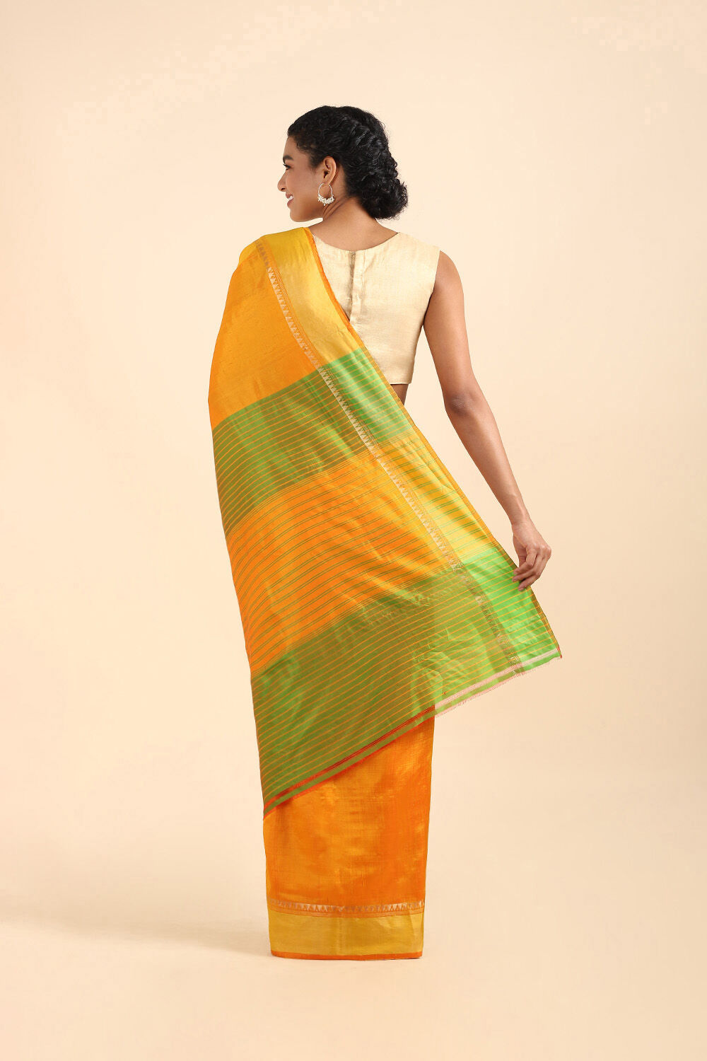 Yellow Silk Woven Saree image number null