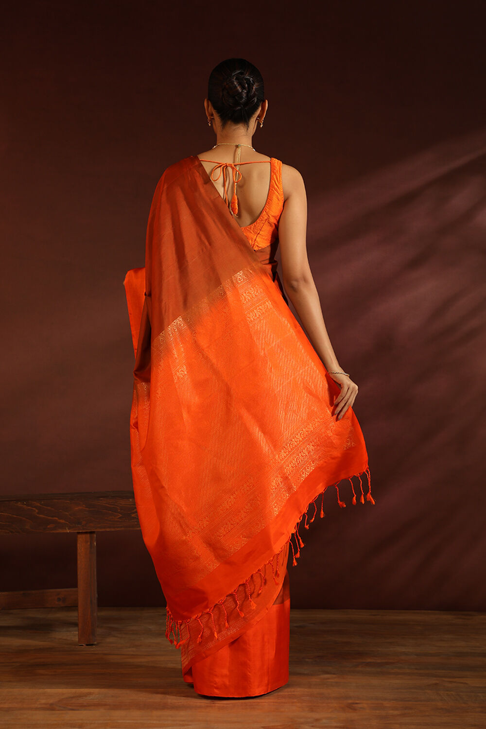 Orange South Pure Silk Woven Saree image number null