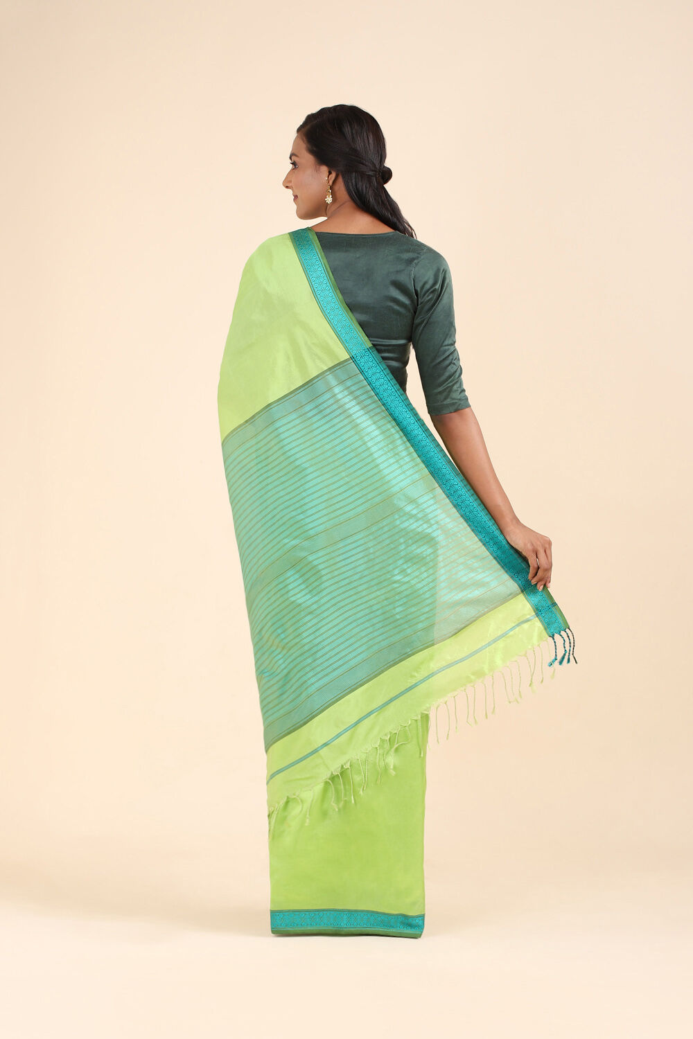 Light Green Pure Silk Maheswari Saree image number null