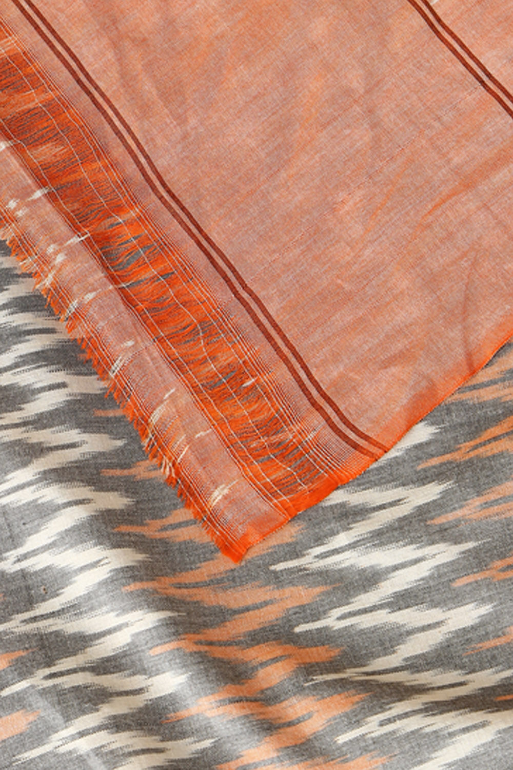 Grey Pure Cotton Pochampalli Ikat Saree image number null