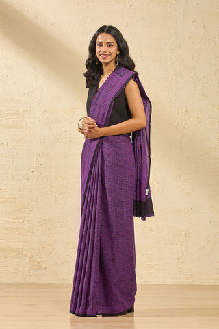 Purple Bagh Block Printed Pure Cotton Saree thumbnail image number null