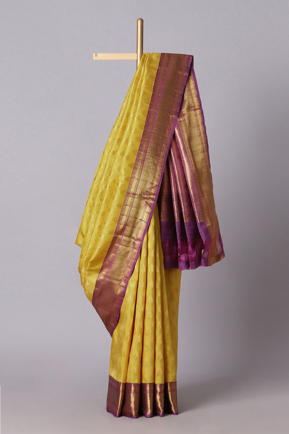 Yellow Pure Silk Kanjivaram Saree image number null