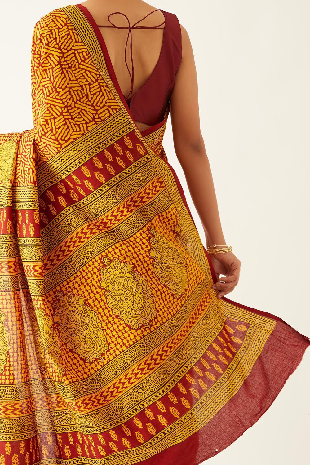 Yellow Pure Cotton Bagh Printed Saree image number null