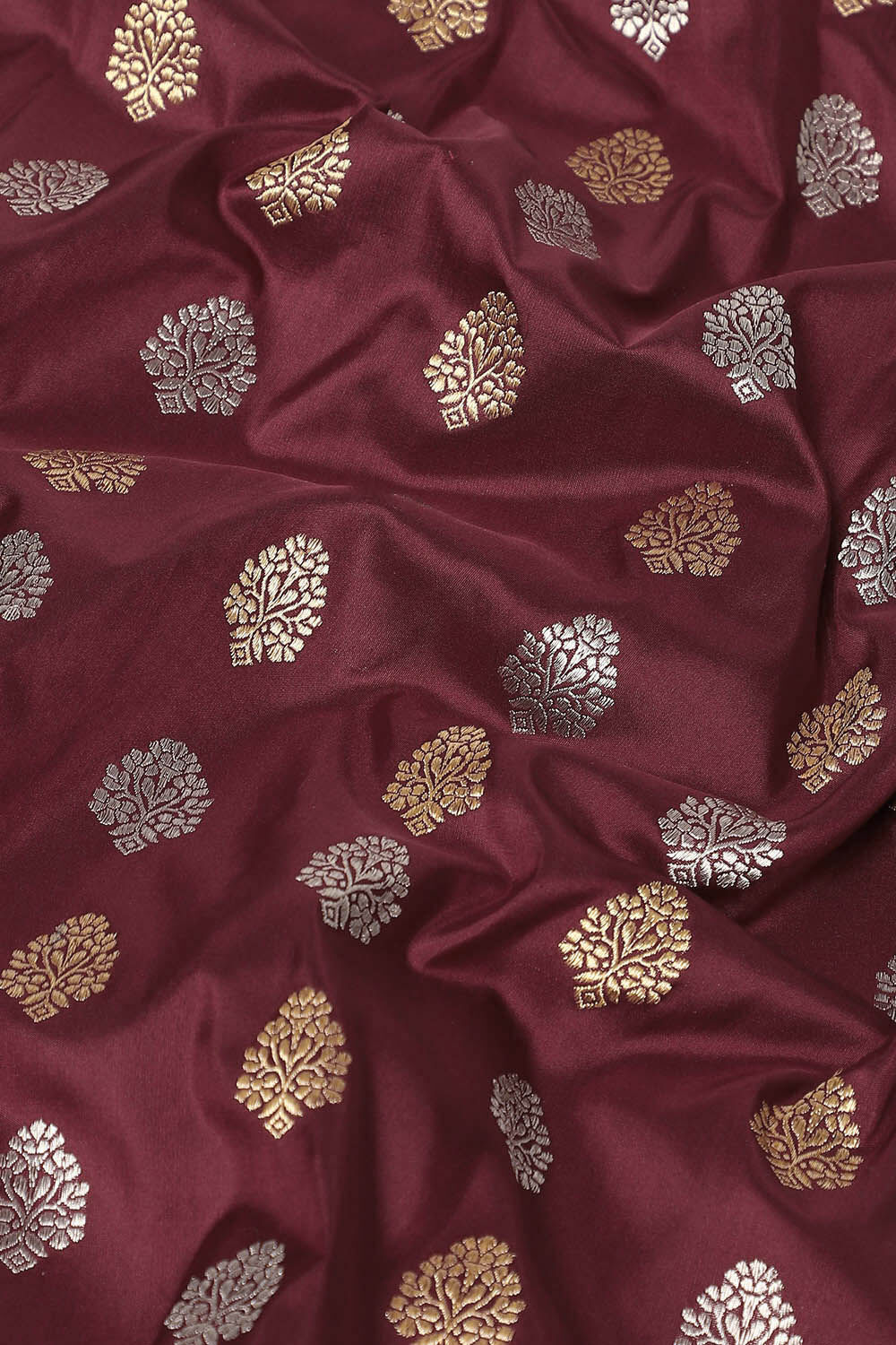Dark Red Pure Silk Banarasi Saree image number null