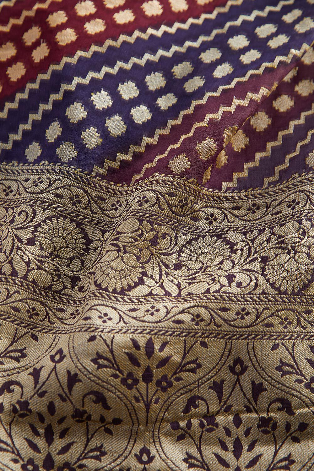 Purple Pure Silk Georgette Banarasi Cutwork Saree image number null