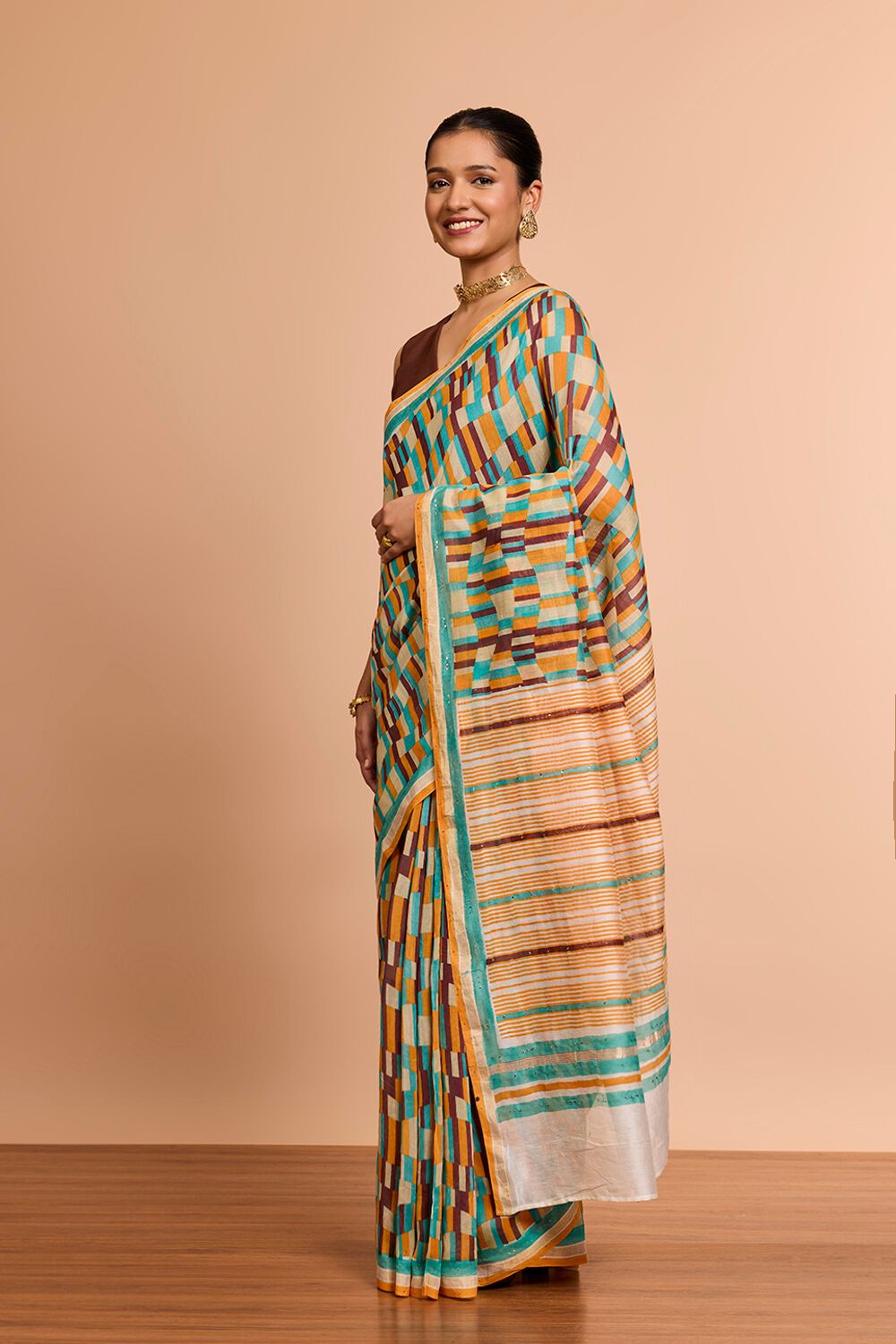 Multi Screen Printed Pure Silk Cotton Saree image number null