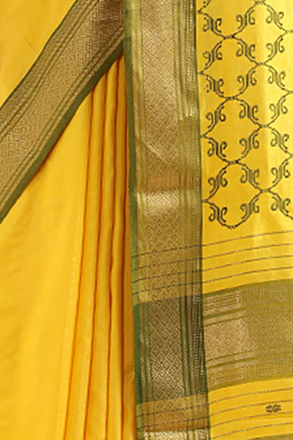 Yellow Pure Silk Maheswari Saree image number null