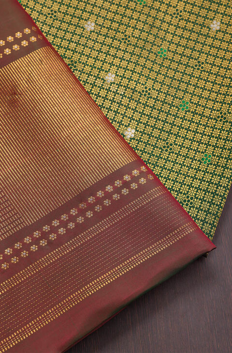 Dark Green Kanjivaram Silk Saree
