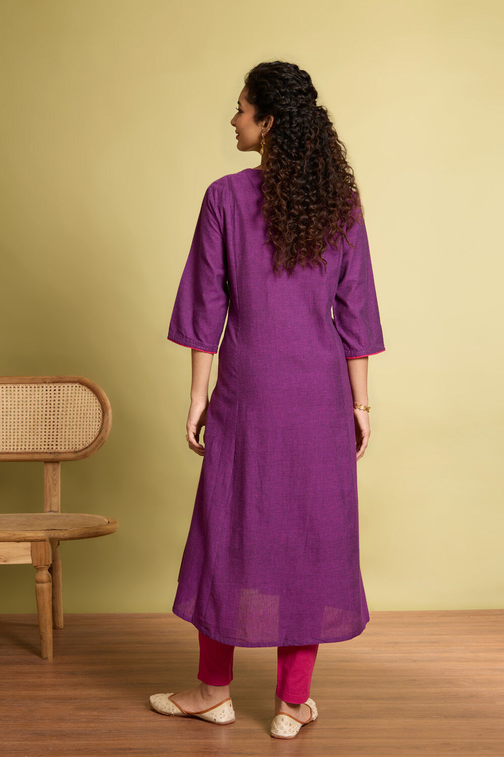 Purple Woven Pure Cotton Kurta image number null