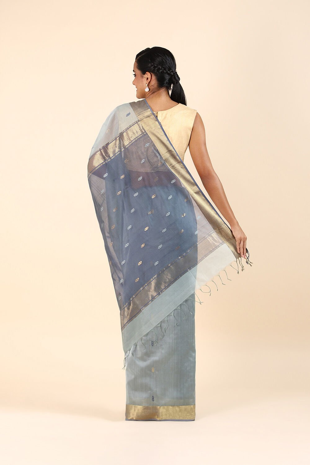 Light Blue Pure Silk Cotton Maheswari Saree image number null