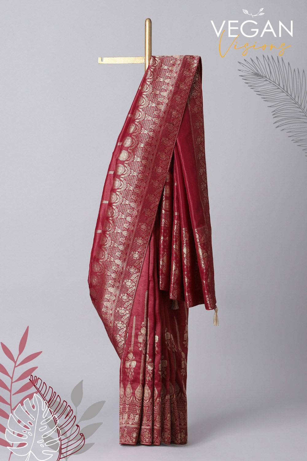 Maroon Pure Luxe Vegan Saree image number null