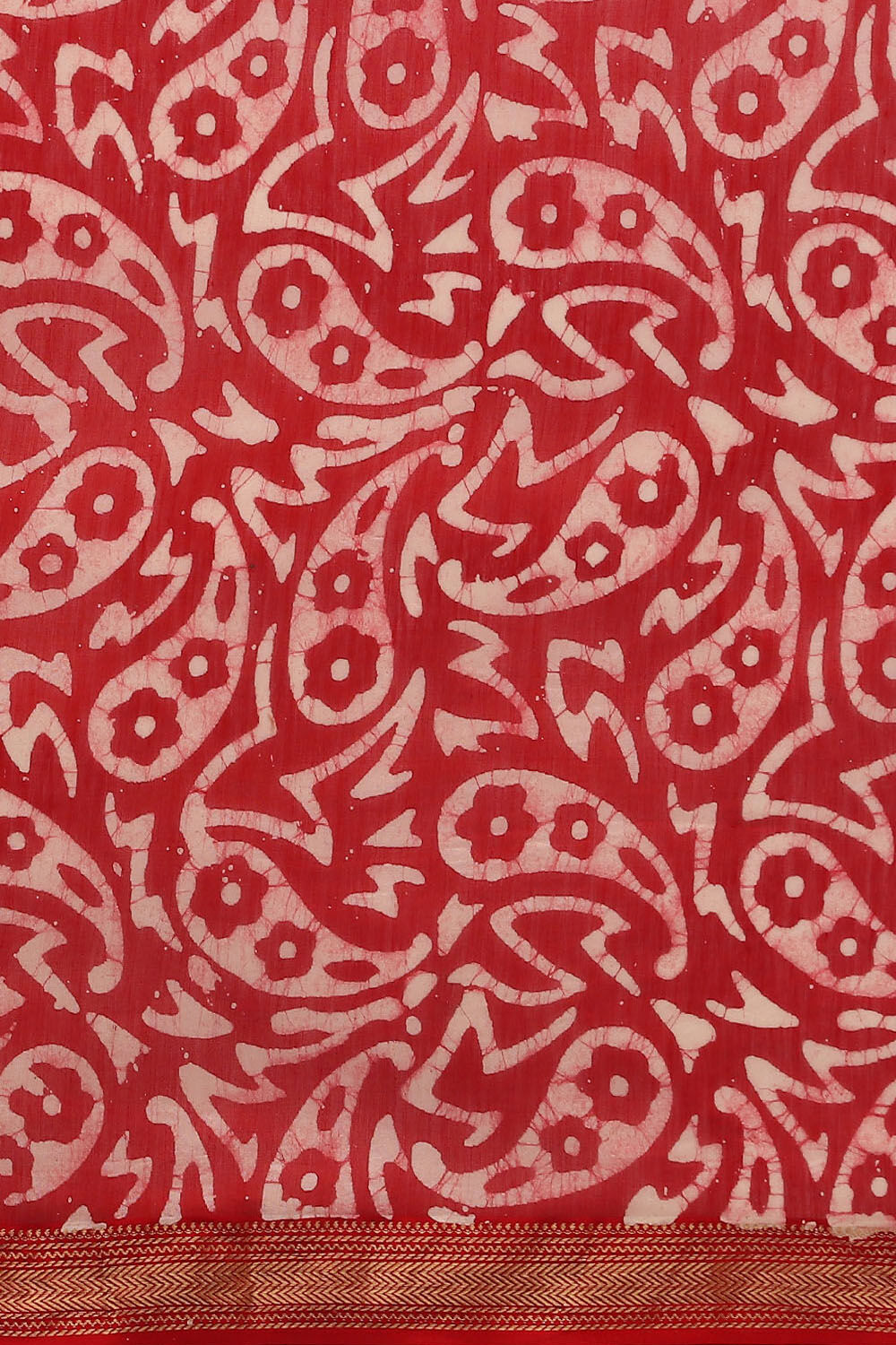 Red Pure Silk Cotton Batik Saree image number null