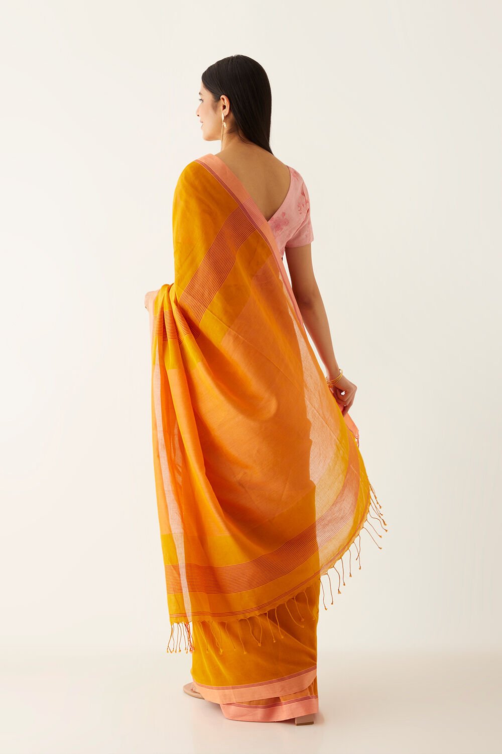 Yellow Pure Cotton Bengal Saree image number null