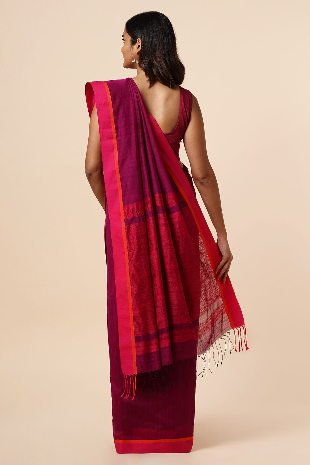 Violet Handwoven Bengal Pure Silk Cotton Saree image number null