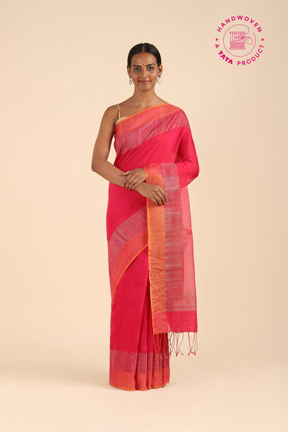 Pink Pure Silk Vanya Jamdani Saree image number null
