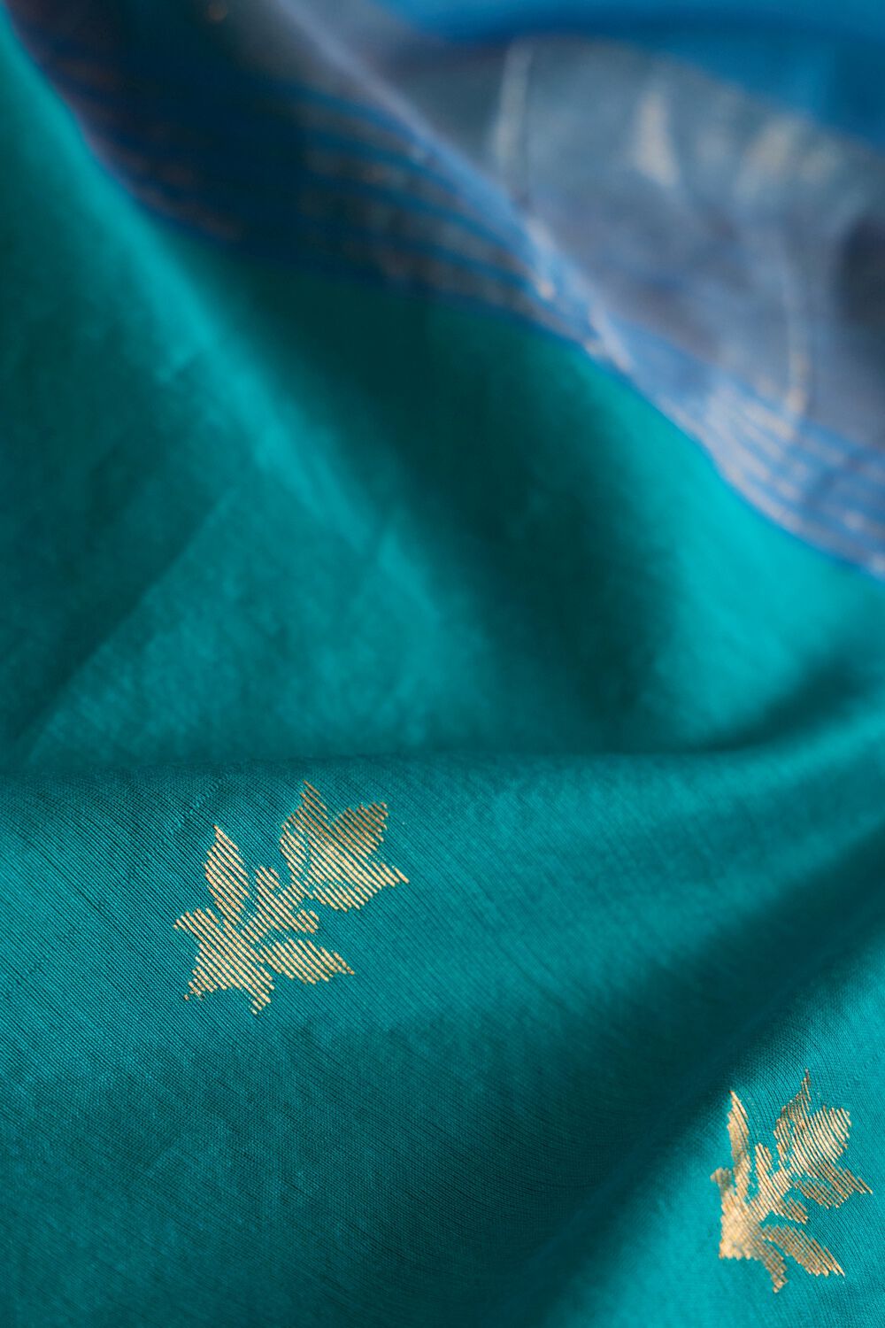Dark Blue Pure Silk Cotton Chanderi Woven Saree image number null