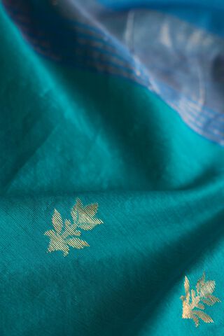 Dark Blue Pure Silk Cotton Chanderi Woven Saree thumbnail image number null