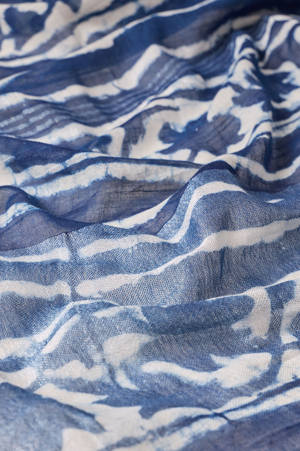 Blue Bagru Viscose Cotton Dabu Block Printed Saree image number null