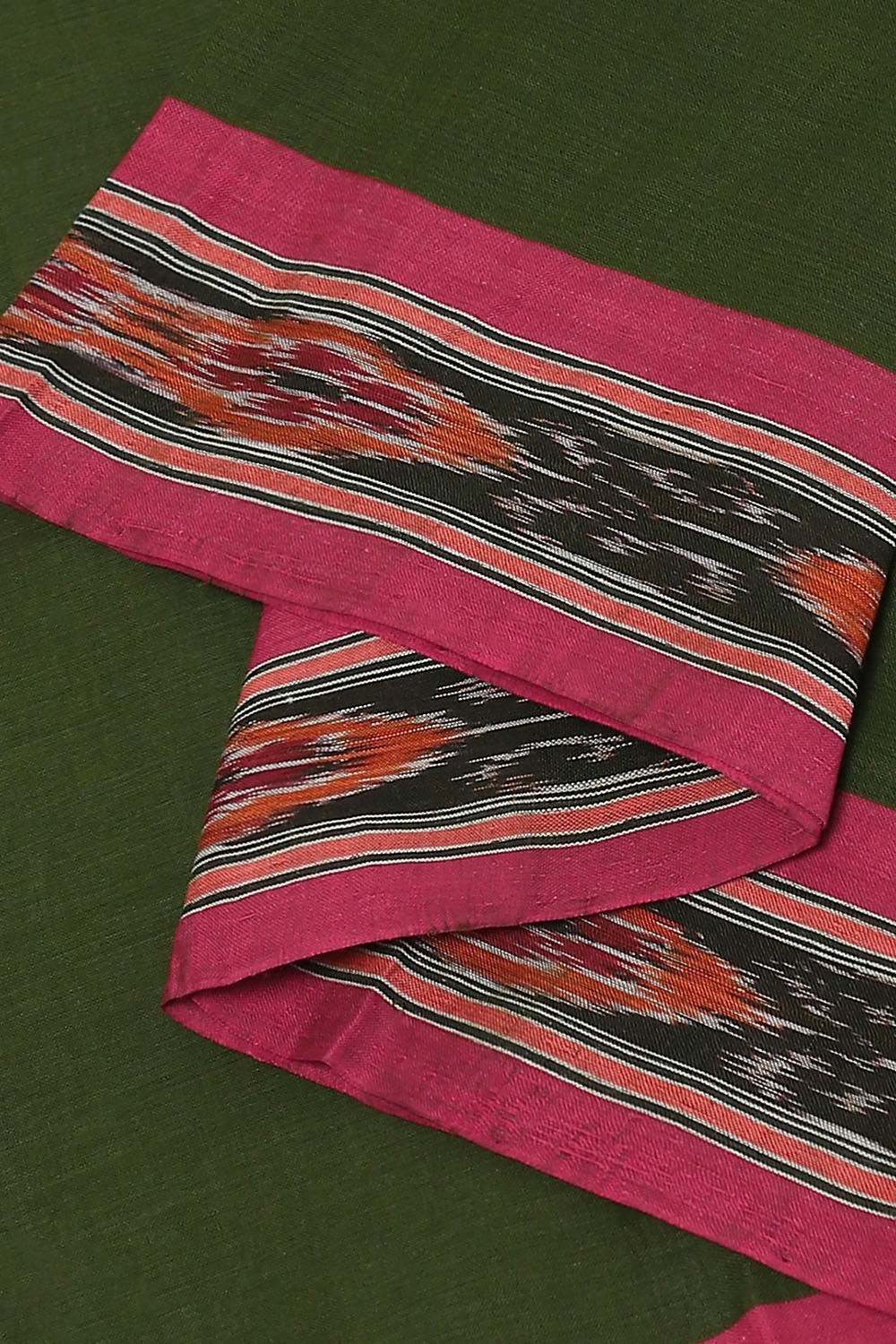 Dark Pure Green Cotton Odissa Ikat image number null
