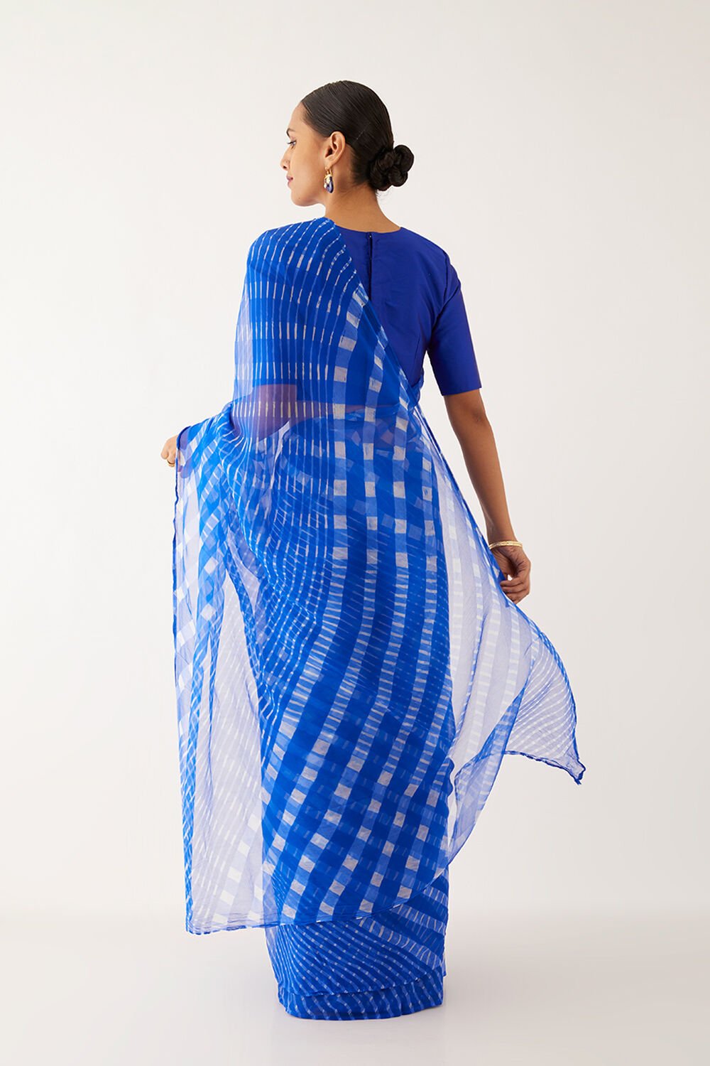 Blue Pure Chiffon Leheriya Saree image number null